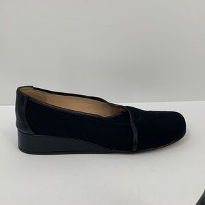 Rangoni wedge loafers navy blue fabric shoe women 10 AAAA EXTRA NARROW